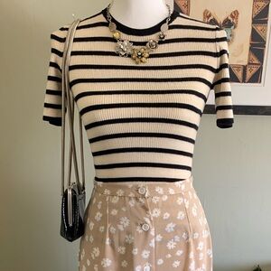 Theory Leneva 100% Merino Wool Striped Sweater Blouse Size S